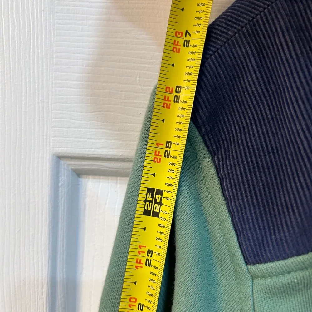 Vineyard Vines Sage Green Quarter-Zip Fleece with Navy Shoulder Yoke